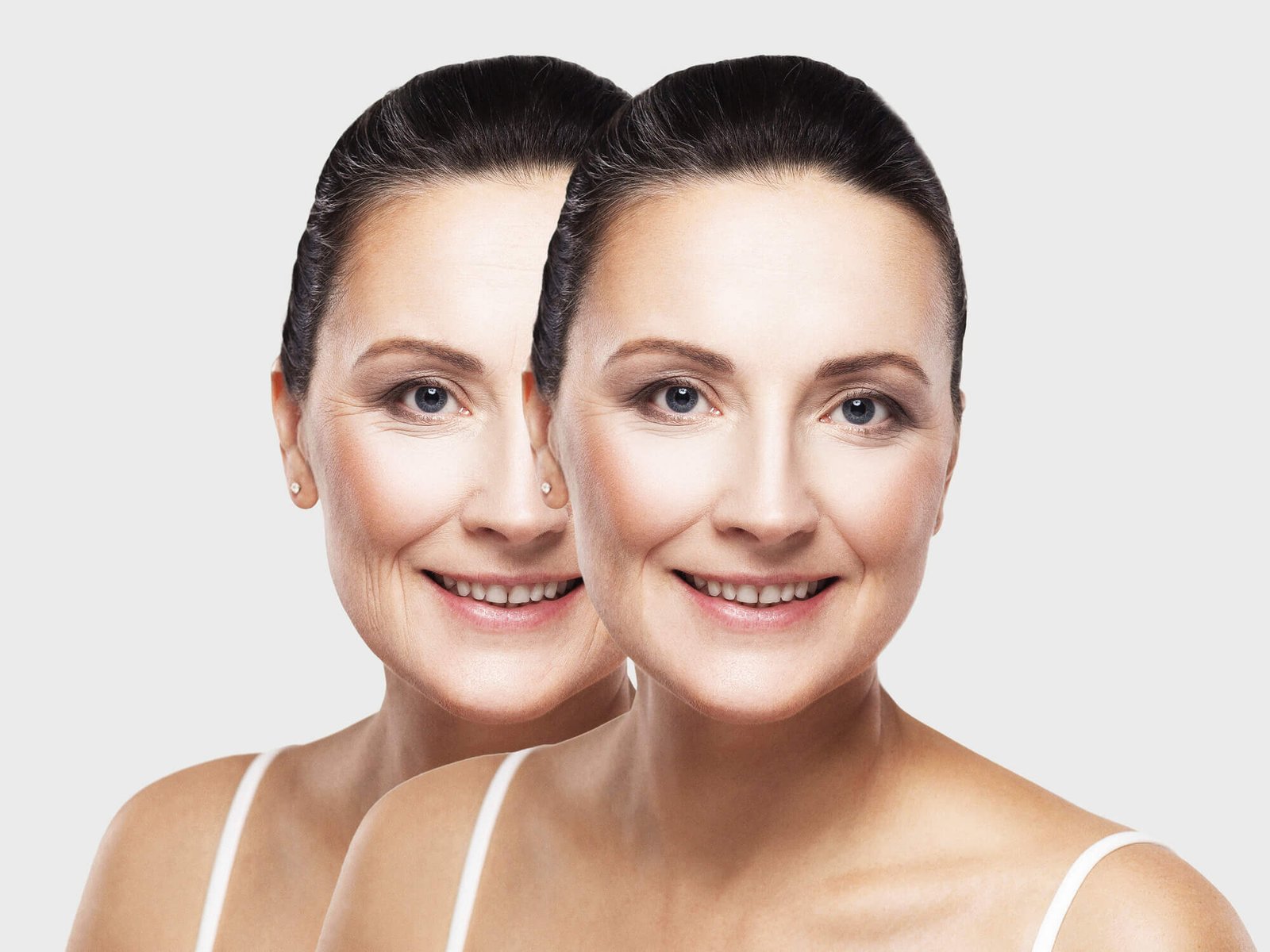 Prevent Aging Face Comparing Different Stages of Woman Age